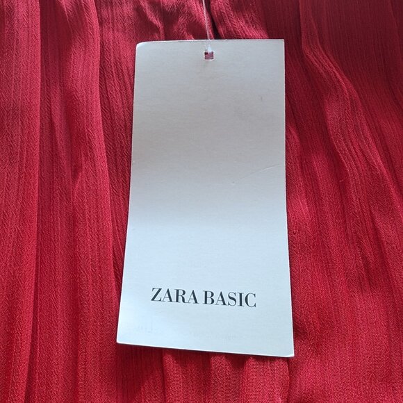 ZARA Basic NWT PLEATED BLOUSE Sz L lined mini ruffles 3/4 SLVES FORMAL ROMANCE - Picture 10 of 15